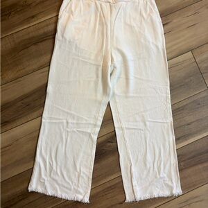 Pink Lily Cream Beach linen Pants